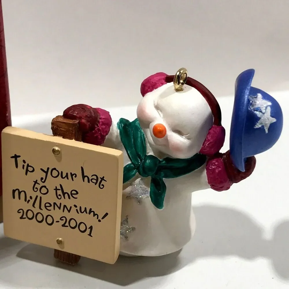 Millennium Snowma'am 2000 Hallmark Keepsake Mini Ornament Snowman 1 3/4